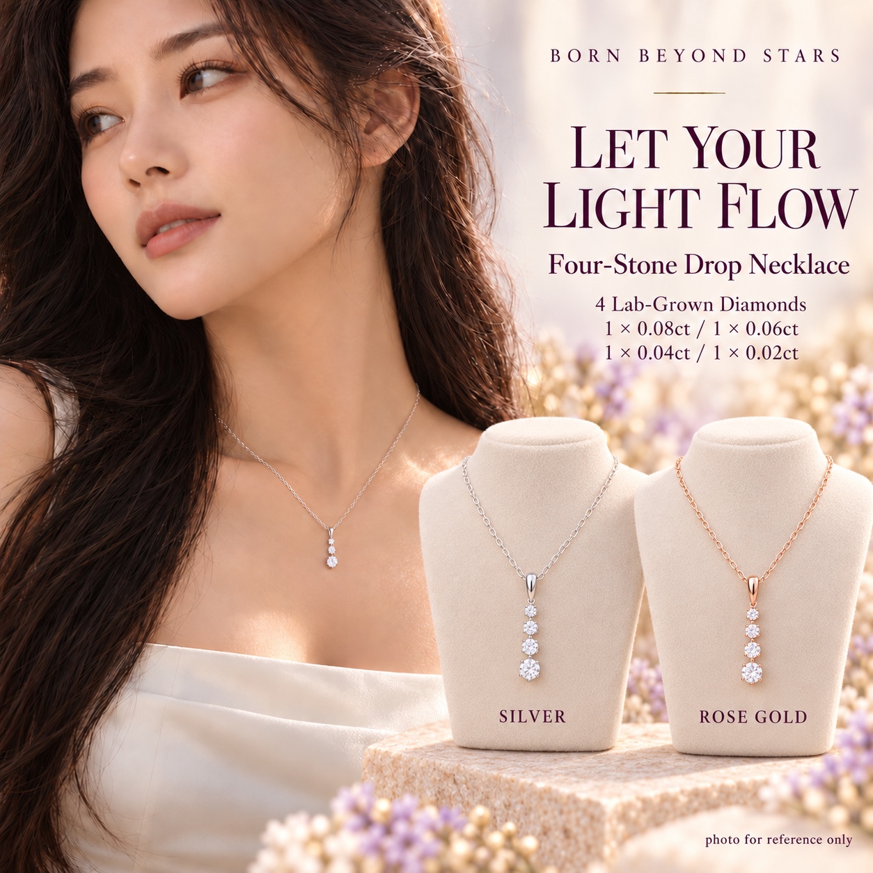 Four-Stone Drop Necklace — Born Beyond Stars